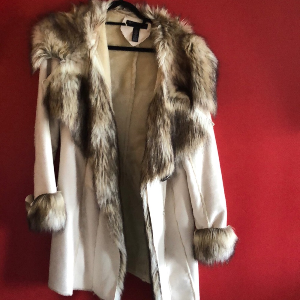 I.N.C Cream faux fur coat